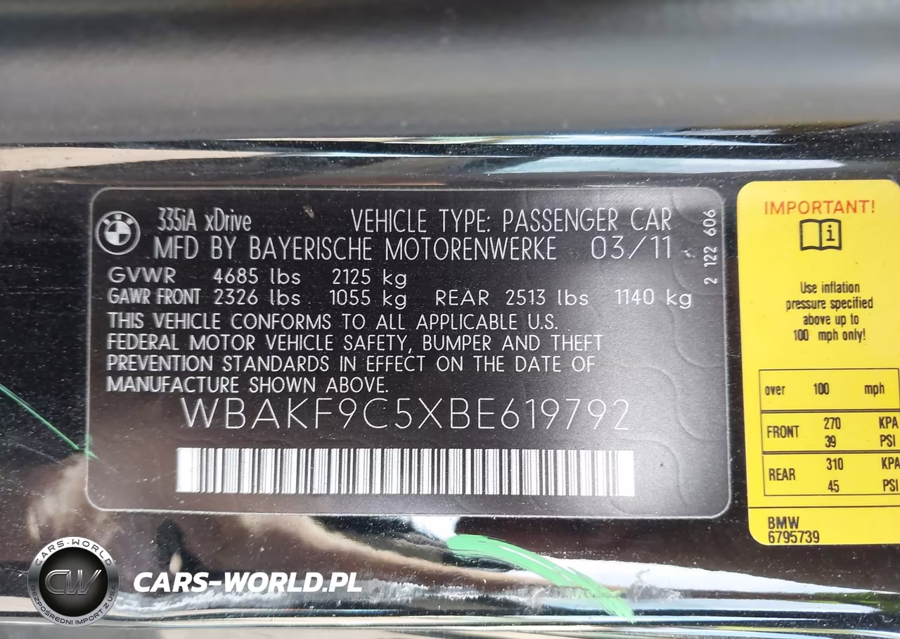 2011 BMW 335I xDrive VIN:WBAKF9C5XBE619792 - 9