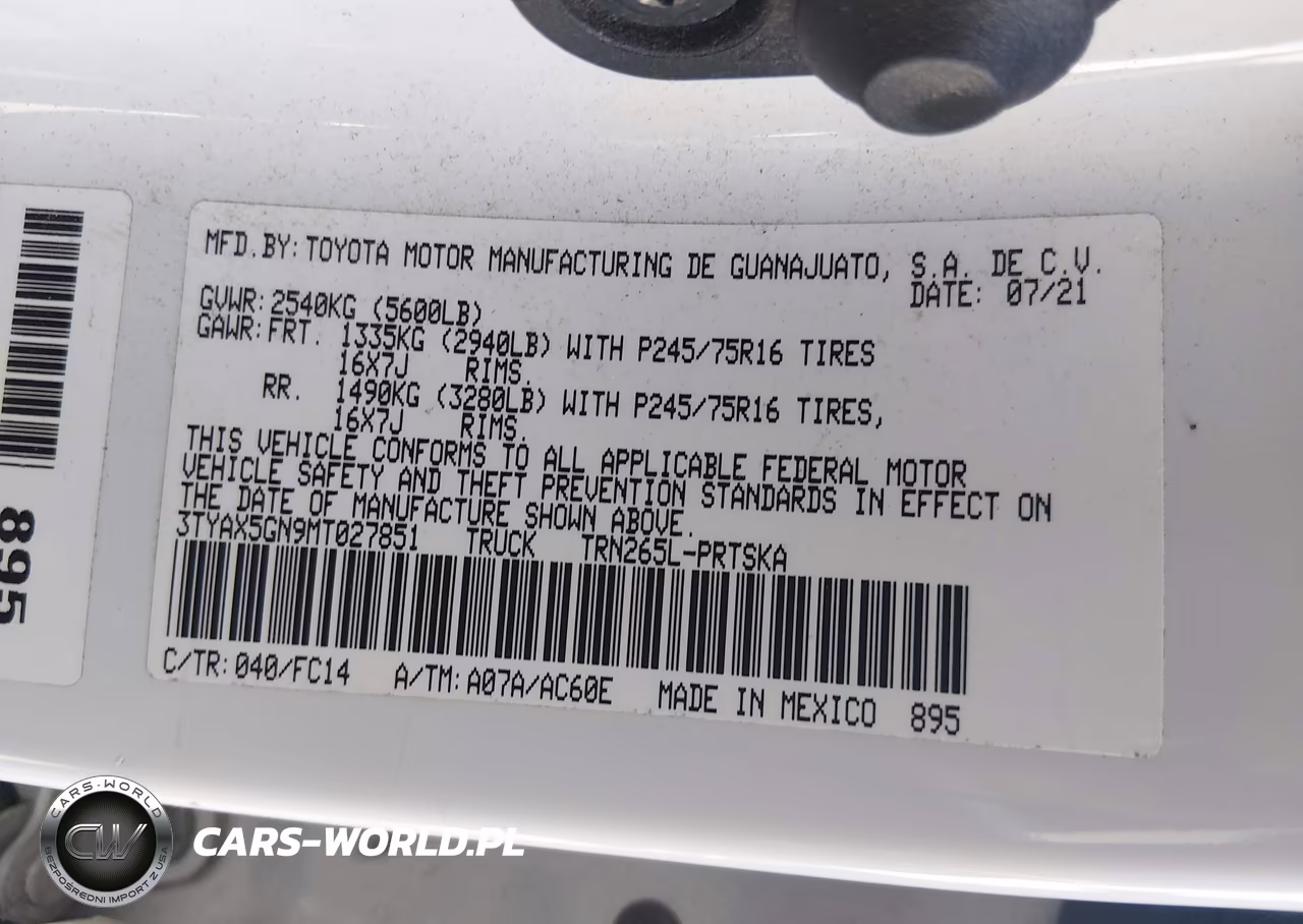 2021 Toyota Tacoma Sr5 VIN:3TYAX5GN9MT027851 - 9