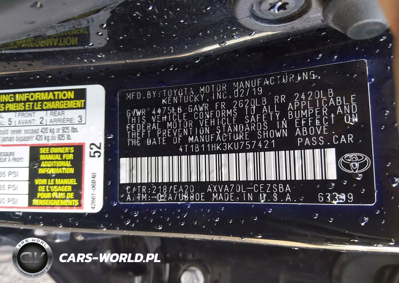 2019 Toyota Camry Se VIN:4T1B11HK3KU757421 - 9