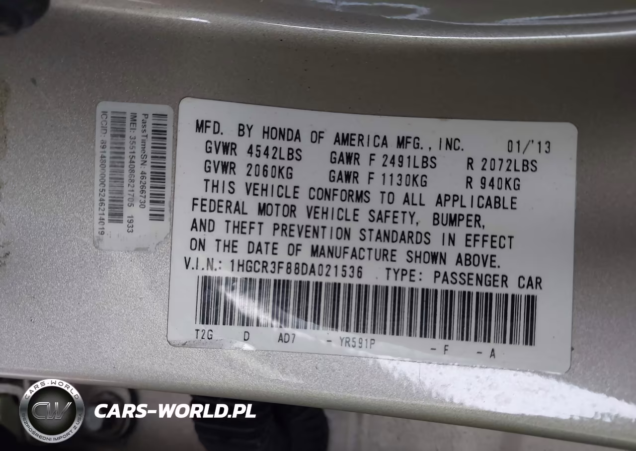 2013 Honda Accord Sdn Ex-L-Ex-L V-6 VIN:1HGCR3F88DA021536 - 9