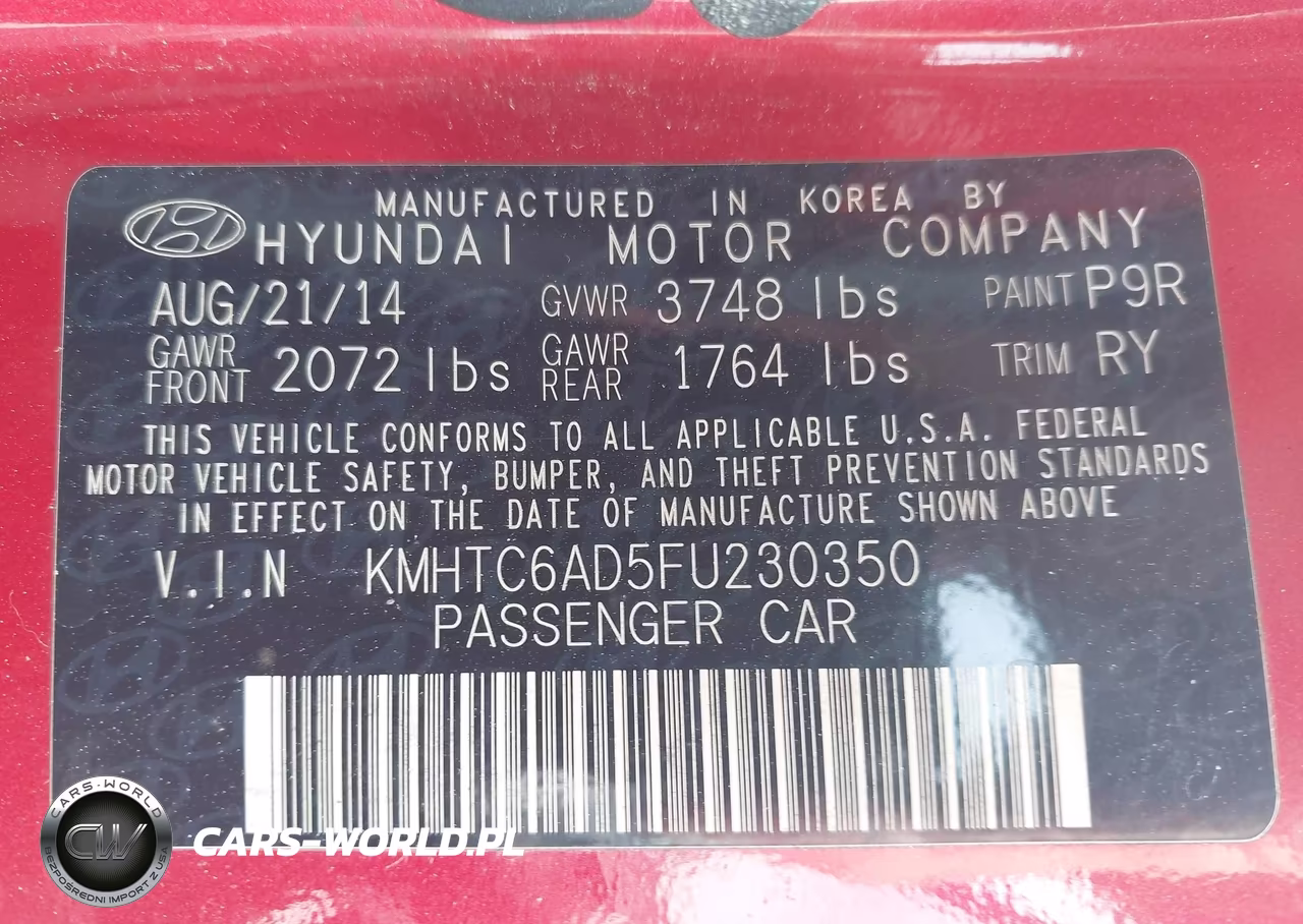 2015 Hyundai Veloster VIN:KMHTC6AD5FU230350 - 9