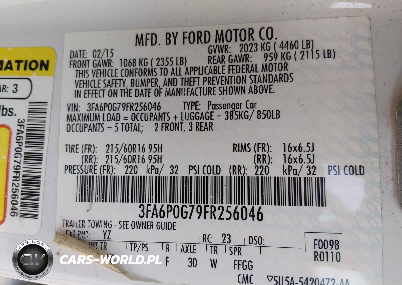 2015 Ford Fusion S VIN:3FA6P0G79FR256046 - 9