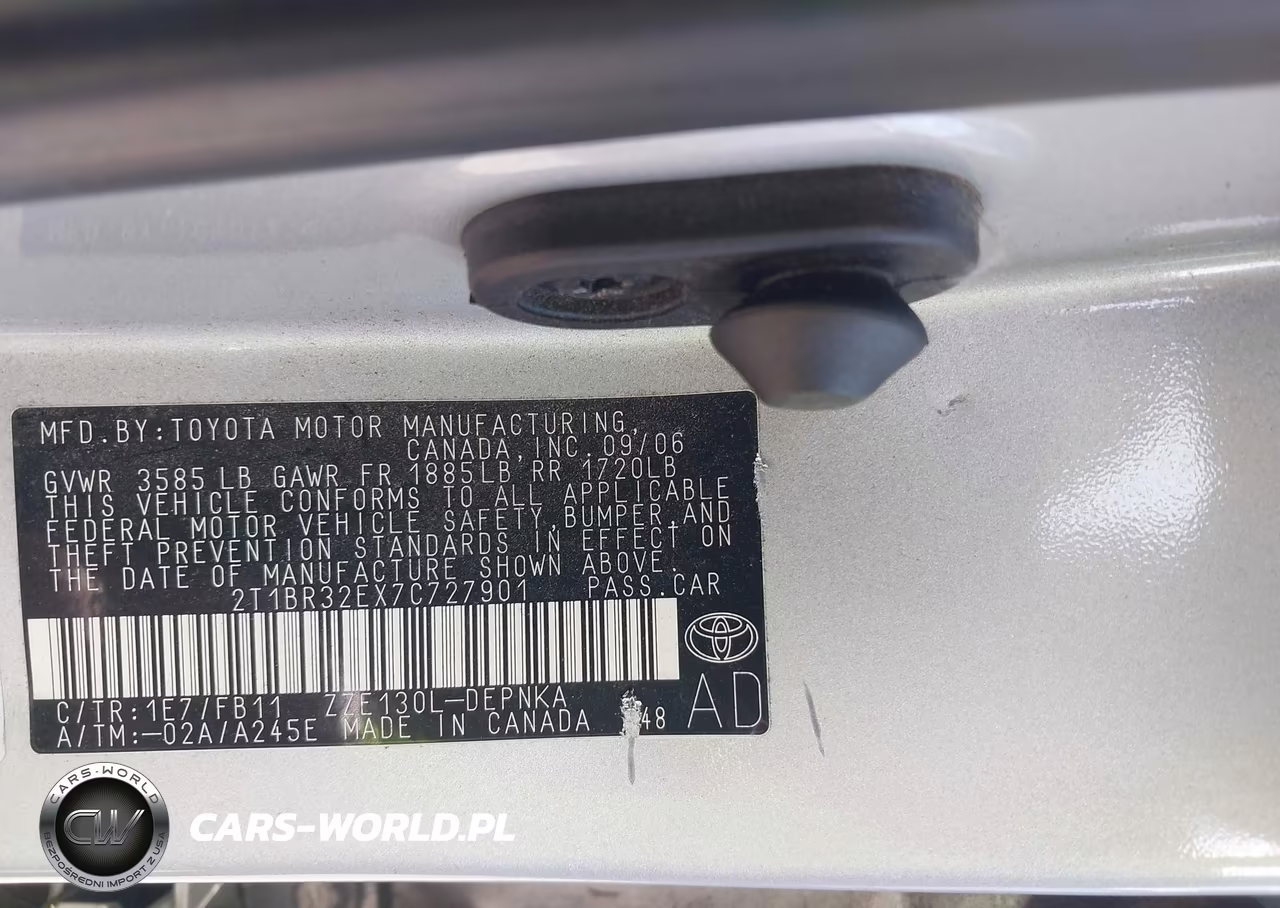 2007 Toyota Corolla Le VIN:2T1BR32EX7C727901 - 9