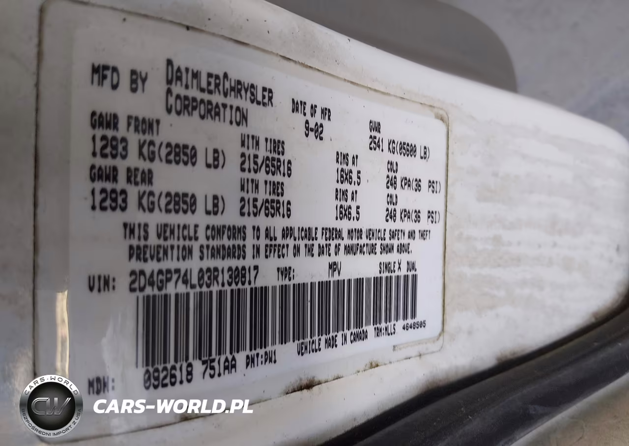 2003 Dodge Caravan Ex VIN:2D4GP74L03R130817 - 9