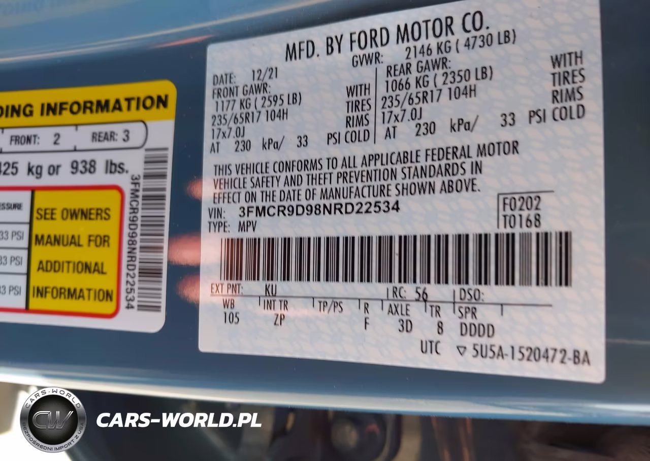 2022 Ford Bronco Sport Badlands VIN:3FMCR9D98NRD22534 - 9