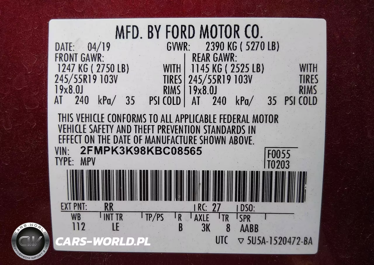 2019 Ford Edge Titanium VIN:2FMPK3K98KBC08565 - 9