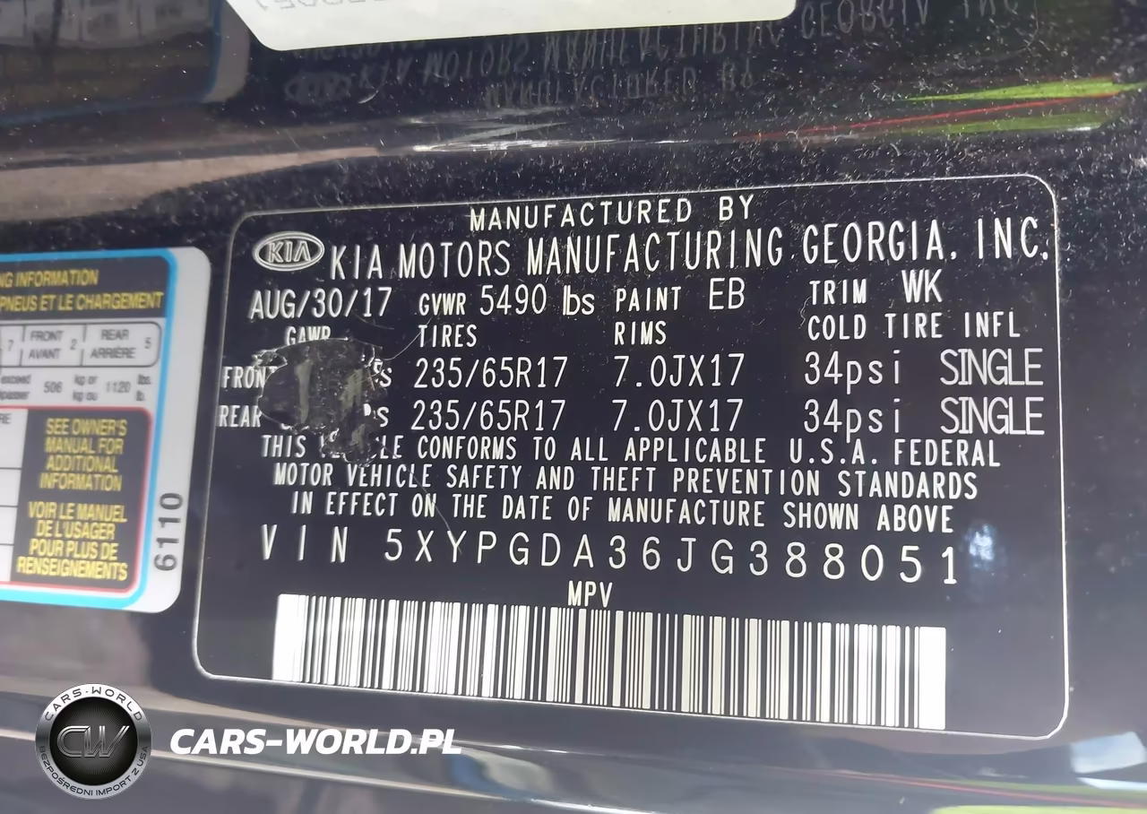 2018 Kia Sorento 2.4L Lx VIN:5XYPGDA36JG388051 - 9