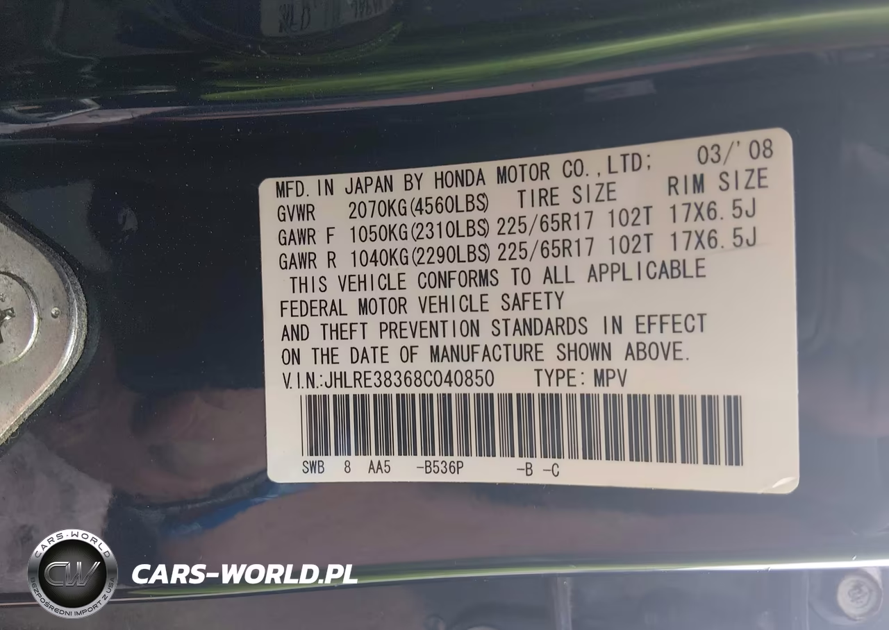 2008 Honda Cr-V Lx VIN:JHLRE38368C040850 - 9