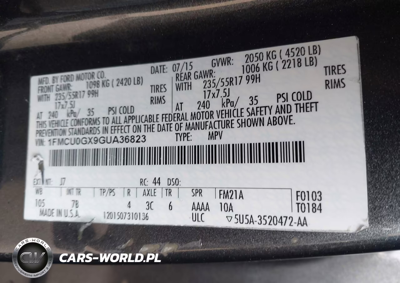 2016 Ford Escape Se VIN:1FMCU0GX9GUA36823 - 9