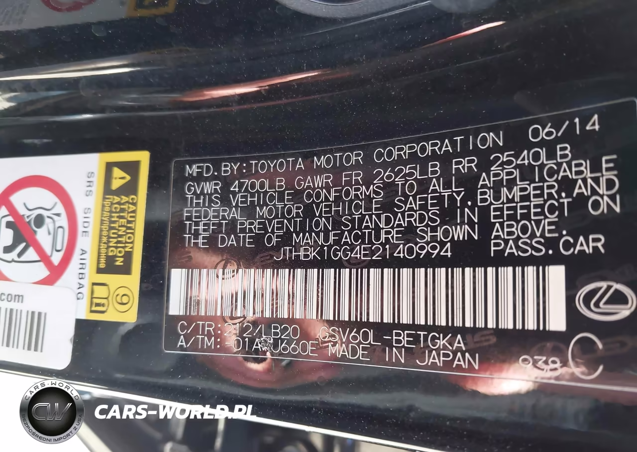 2014 Lexus Es 350 VIN:JTHBK1GG4E2140994 - 9
