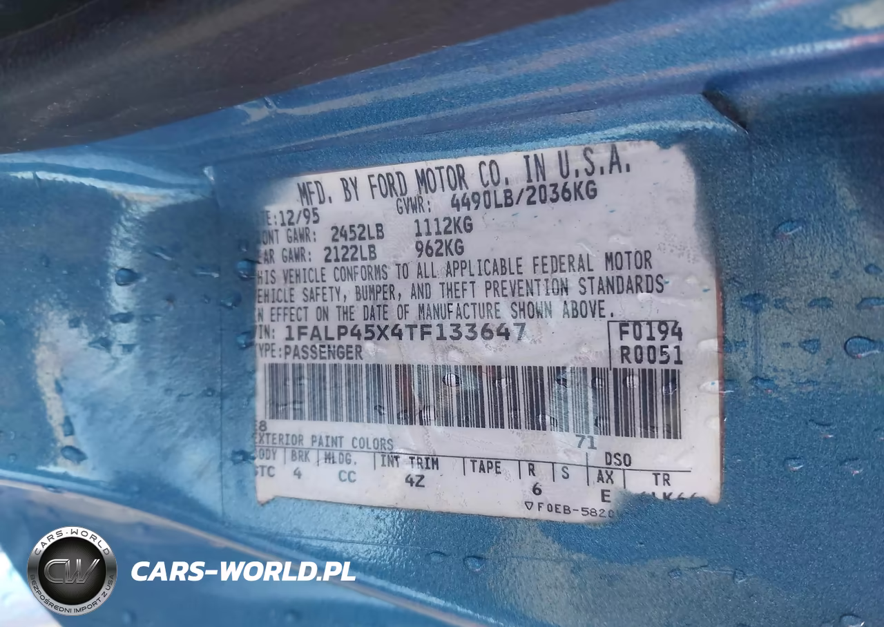 1996 Ford Mustang Gt VIN:1FALP45X4TF133647 - 9