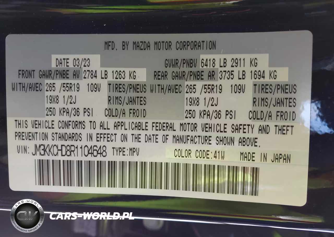 2024 Mazda Cx-90 3.3 Turbo Preferred Plus VIN:JM3KKCHD8R1104648 - 9