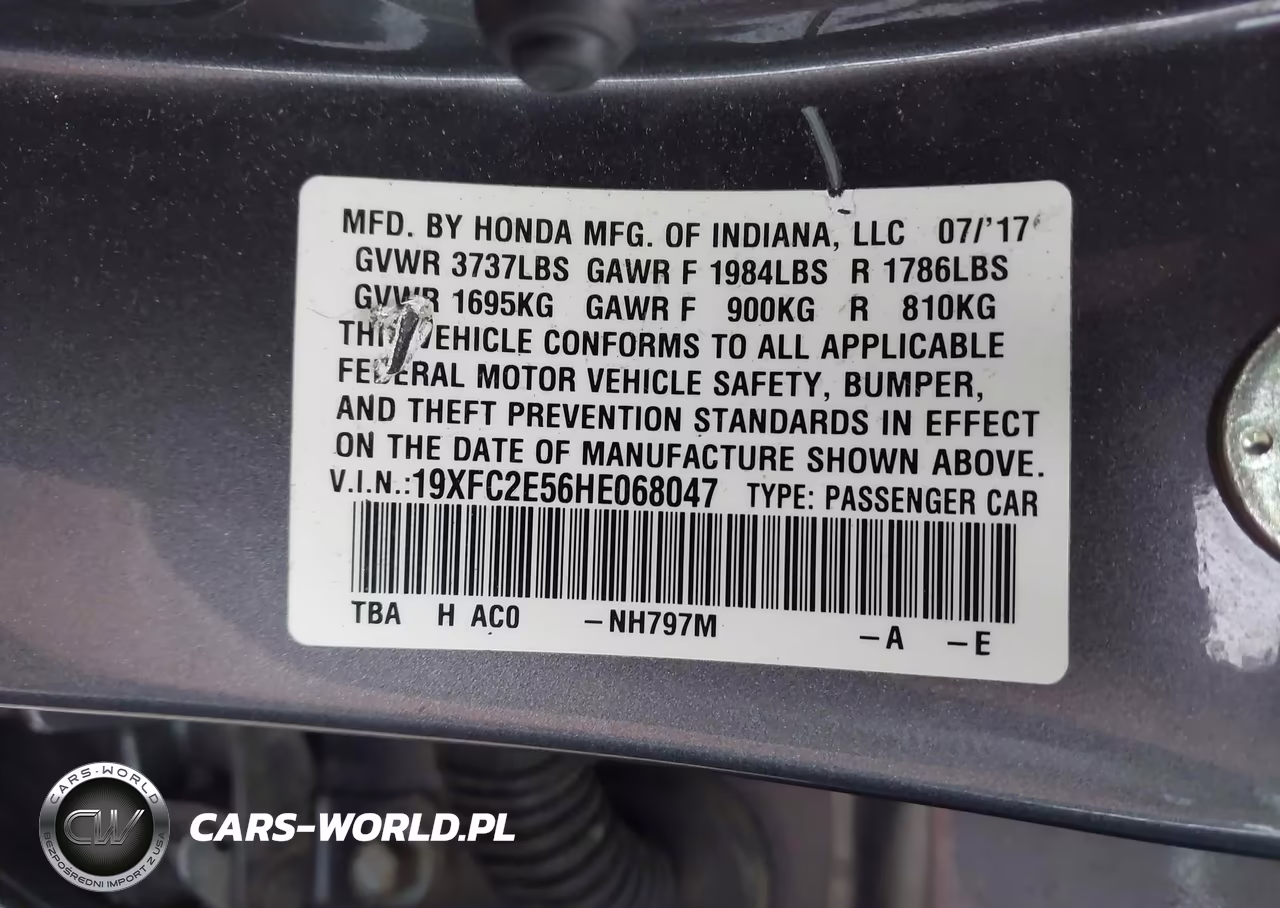 2017 Honda Civic Lx VIN:19XFC2E56HE068047 - 9