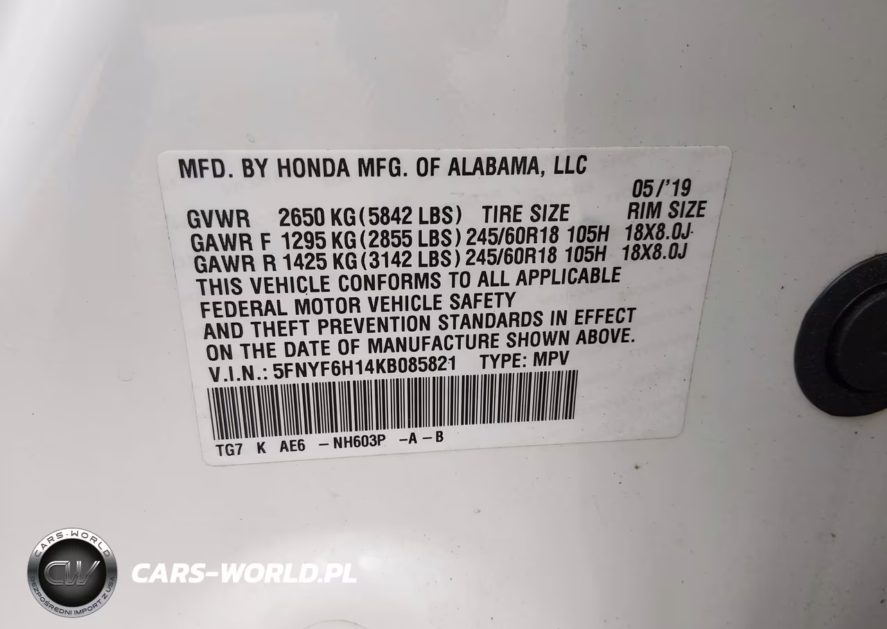 2019 Honda Pilot Lx VIN:5FNYF6H14KB085821 - 9