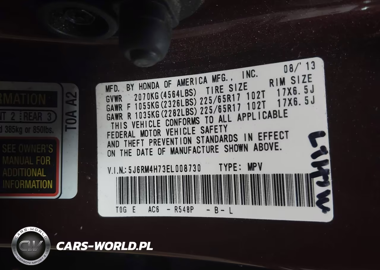 2014 Honda Cr-V Ex-L VIN:5J6RM4H73EL008730 - 9