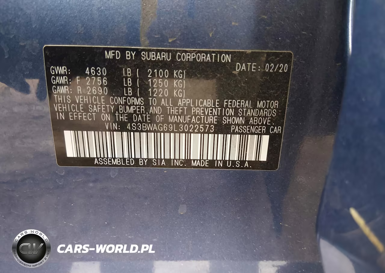 2020 Subaru Legacy Sport VIN:4S3BWAG69L3022573 - 9