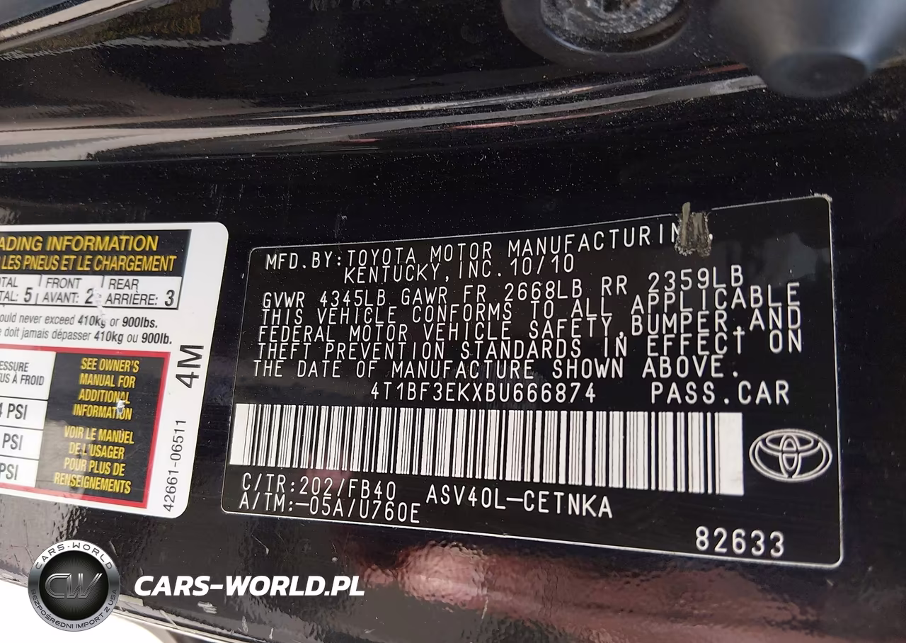2011 Toyota Camry VIN:4T1BF3EKXBU666874 - 9