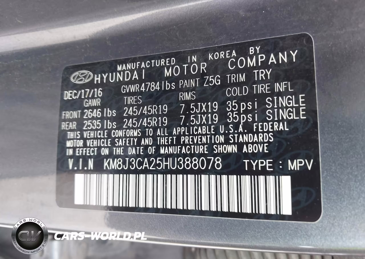 2017 Hyundai Tucson Sport VIN:KM8J3CA25HU388078 - 9