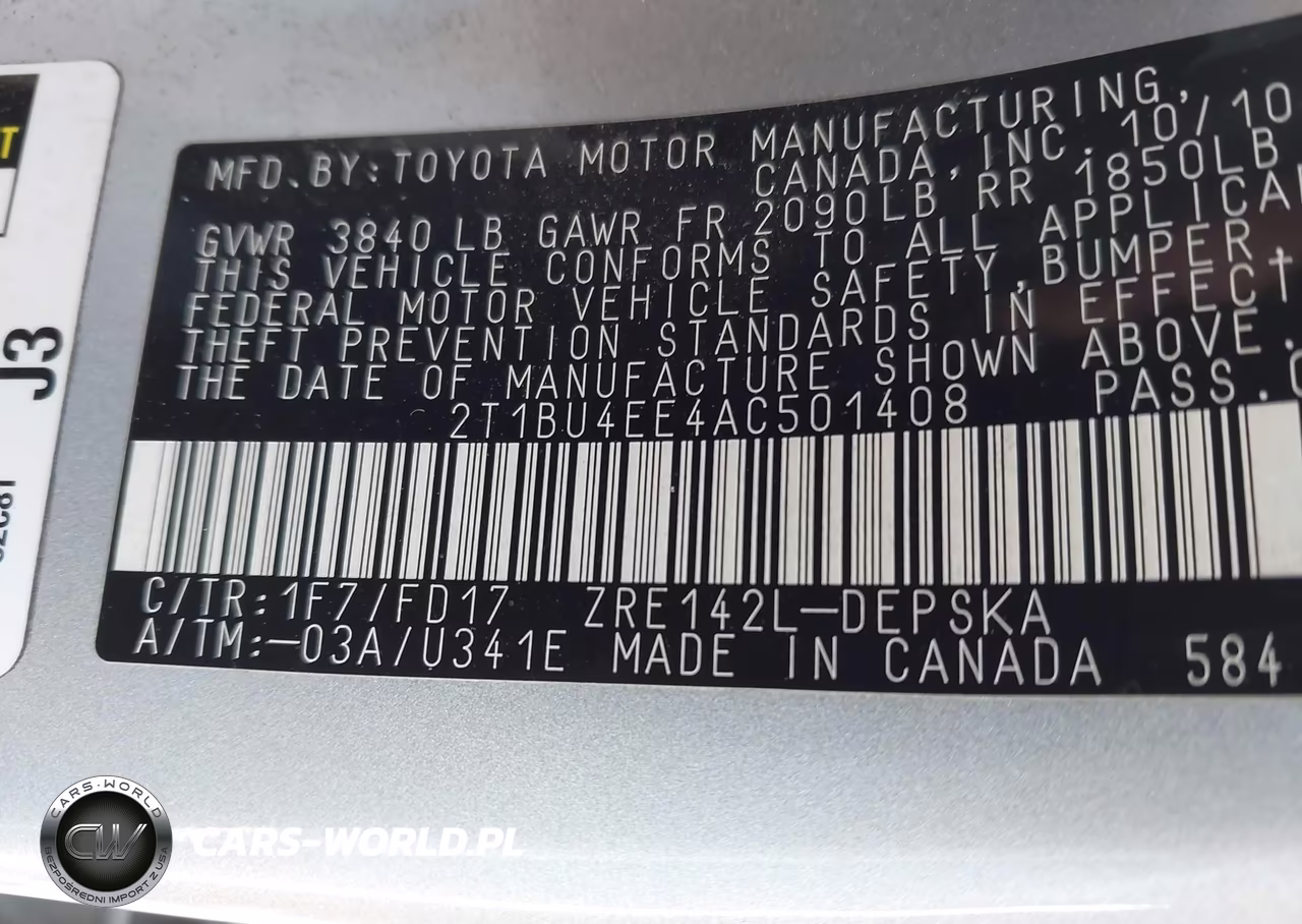 2010 Toyota Corolla S VIN:2T1BU4EE4AC501408 - 9
