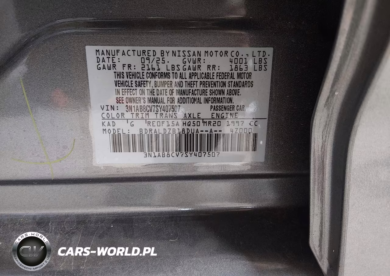 2025 Nissan Sentra Sv VIN:3N1AB8CV7SY407507 - 9