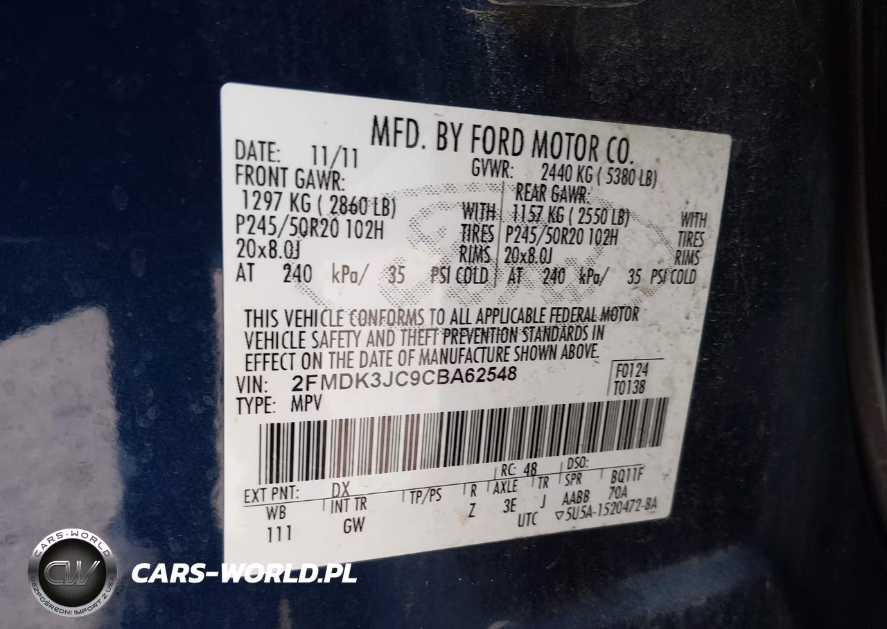 2012 Ford Edge Sel VIN:2FMDK3JC9CBA62548 - 9