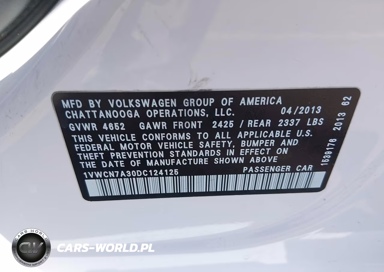 2013 Volkswagen Passat Tdi Sel Premium VIN:1VWCN7A30DC124125 - 9