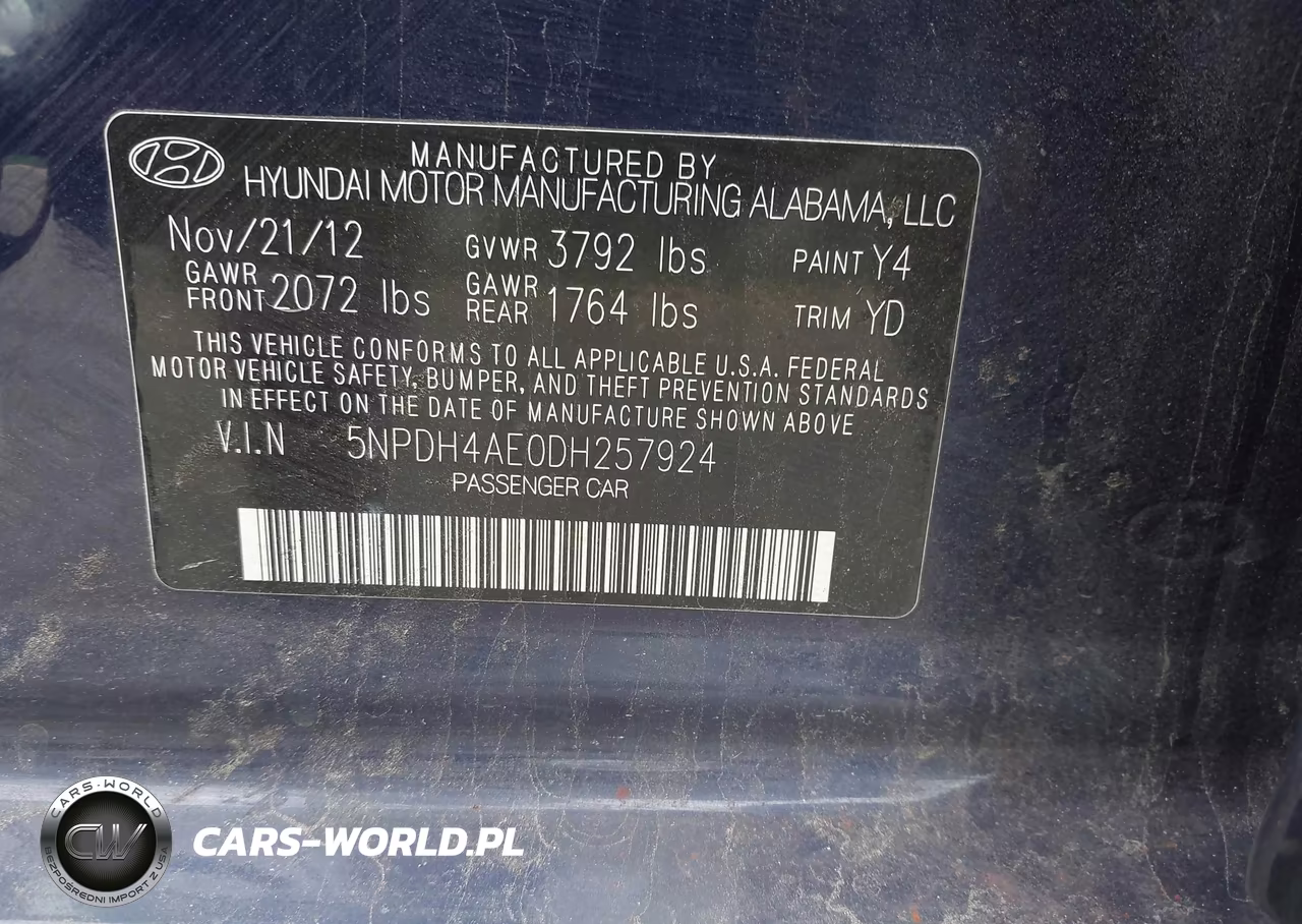 2013 Hyundai Elantra Gls Pzev VIN:5NPDH4AE0DH257924 - 9