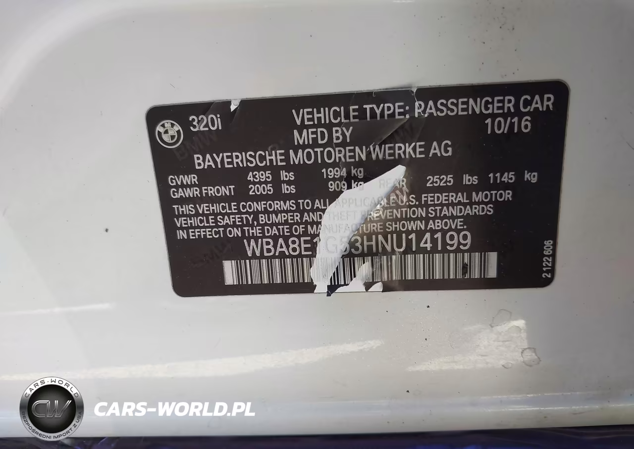 2017 BMW 320I VIN:WBA8E1G53HNU14199 - 9
