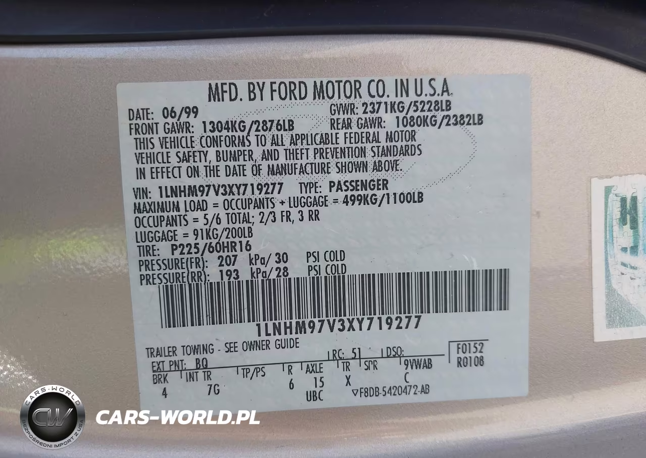 1999 Lincoln Continental VIN:1LNHM97V3XY719277 - 9
