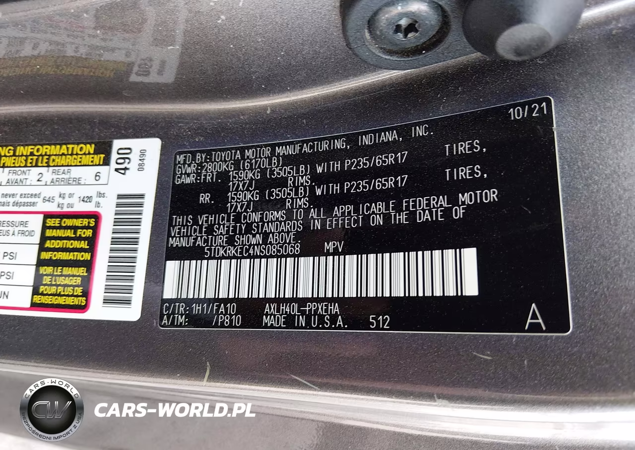 2022 Toyota Sienna Le VIN:5TDKRKEC4NS085068 - 9