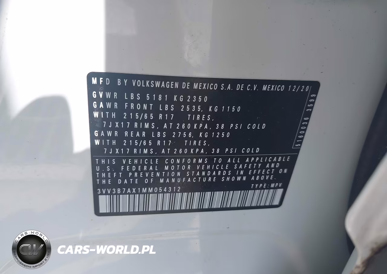 2021 Volkswagen Tiguan 2.0T Se-2.0T Se R-Line Black-2.0T Sel VIN:3VV3B7AX1MM054312 - 9