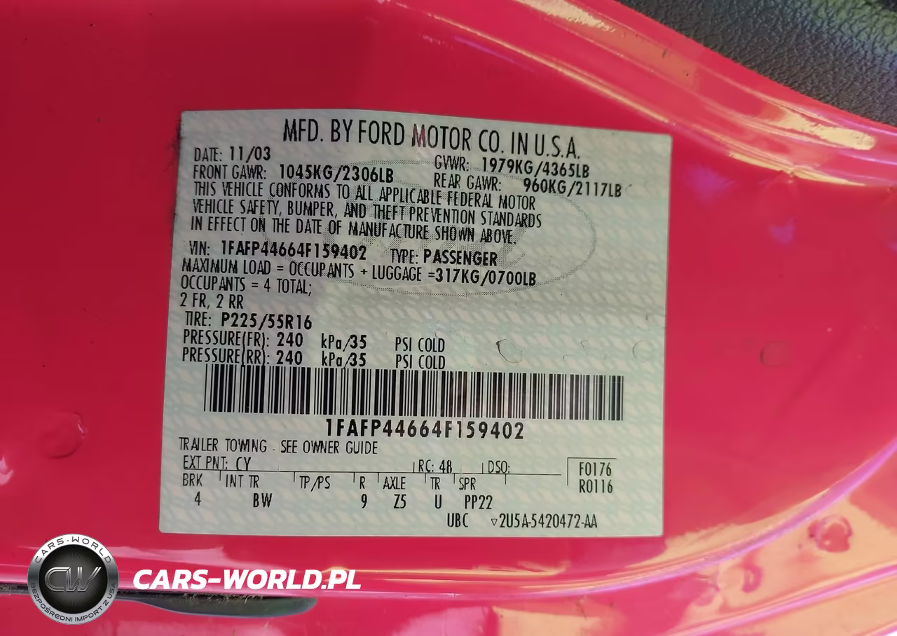 2004 Ford Mustang VIN:1FAFP44664F159402 - 9
