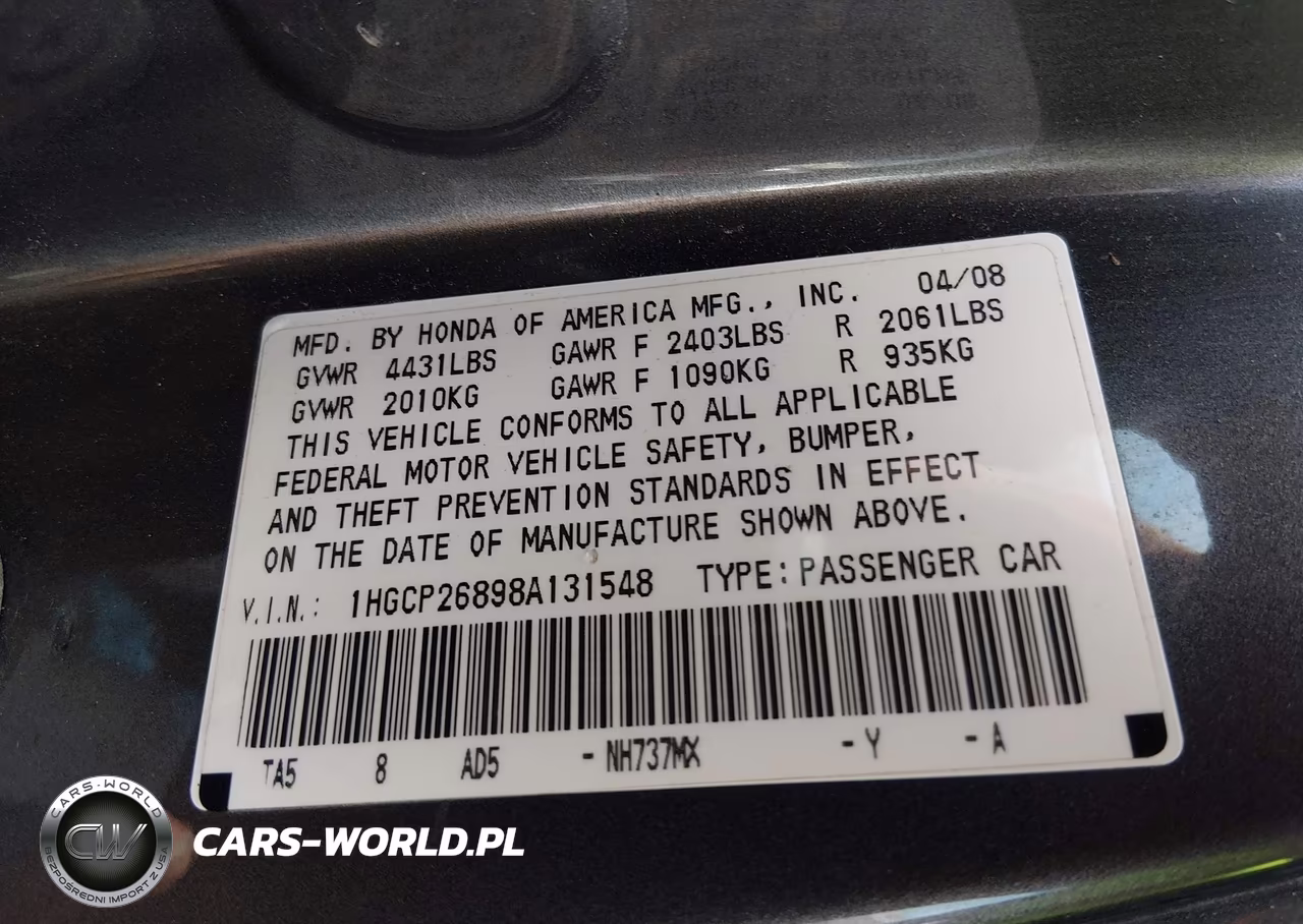 2008 Honda Accord 2.4 Ex-L VIN:1HGCP26898A131548 - 9