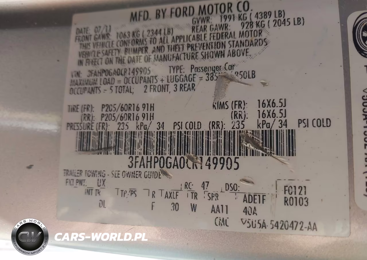 2012 Ford Fusion S VIN:3FAHP0GA0CR149905 - 9