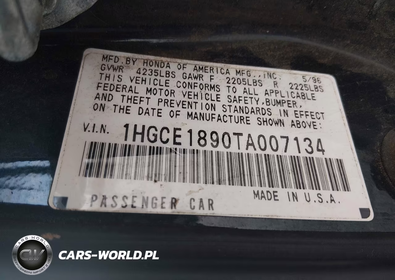 1996 Honda Accord Ex VIN:1HGCE1890TA007134 - 9