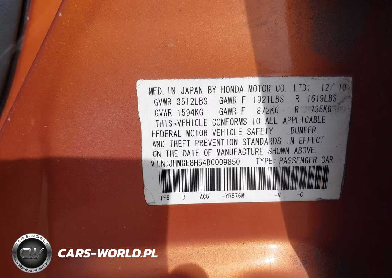 2011 Honda Fit Sport VIN:JHMGE8H54BC009850 - 9