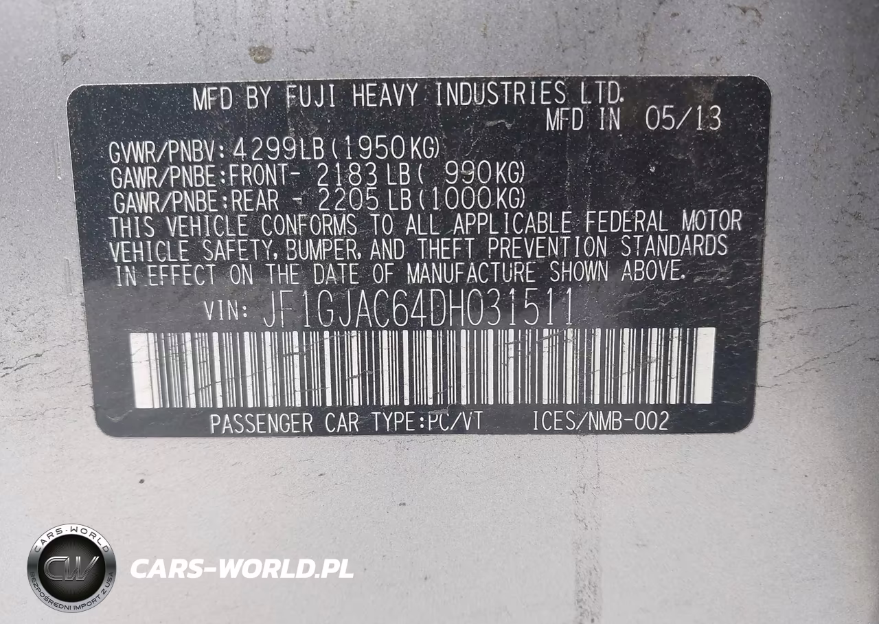 2013 Subaru Impreza Premium VIN:JF1GJAC64DH031511 - 9