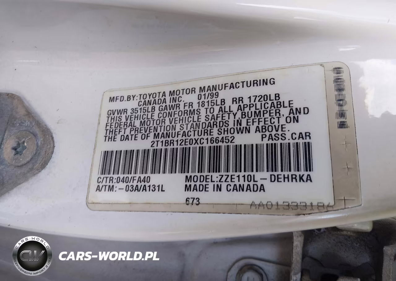 1999 Toyota Corolla Ve VIN:2T1BR12E0XC166452 - 9