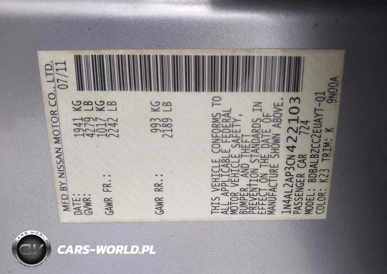 2012 Nissan Altima 2.5 S VIN:1N4AL2AP3CN422103 - 9