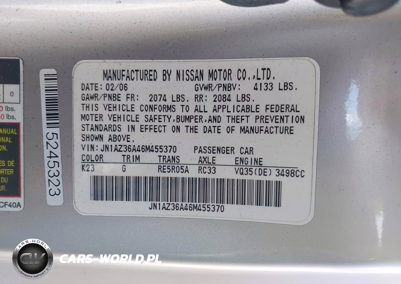2006 Nissan 350Z Touring VIN:JN1AZ36A46M455370 - 9