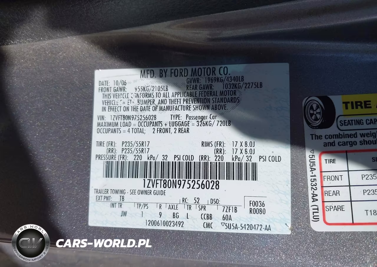 2007 Ford Mustang Deluxe-Premium VIN:1ZVFT80N975256028 - 9