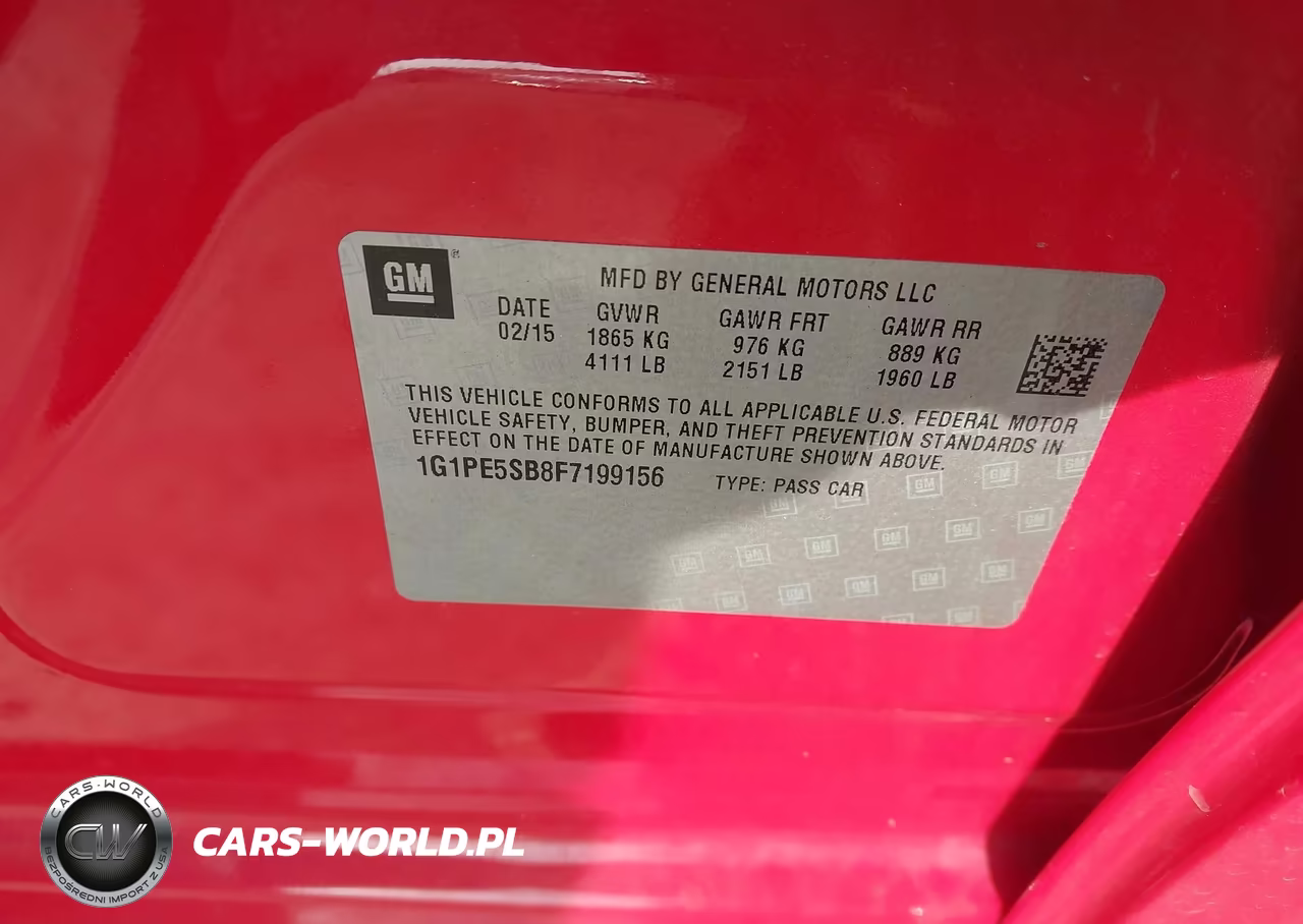 2015 Chevrolet Cruze Lt VIN:1G1PE5SB8F7199156 - 9