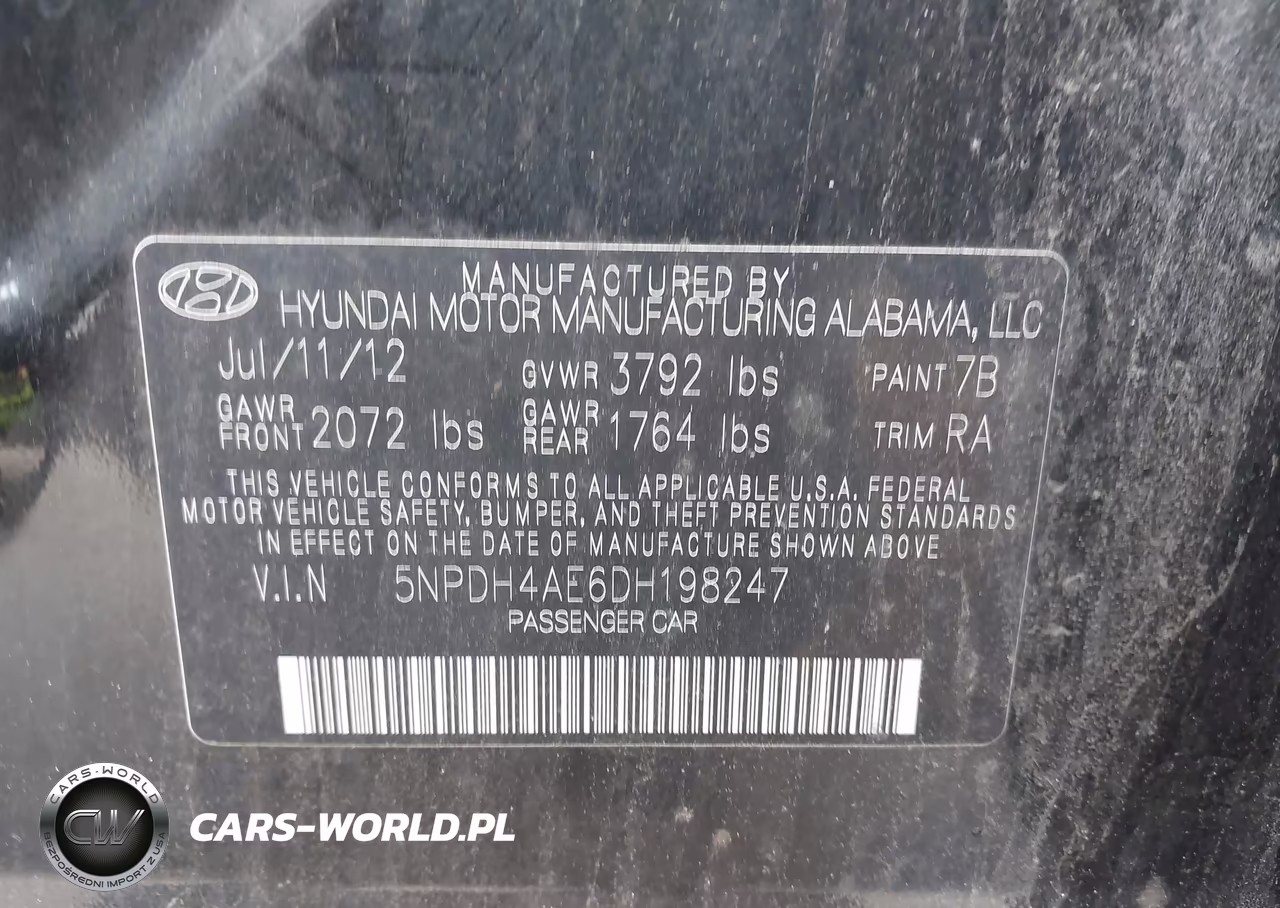 2013 Hyundai Elantra Gls Pzev VIN:5NPDH4AE6DH198247 - 9