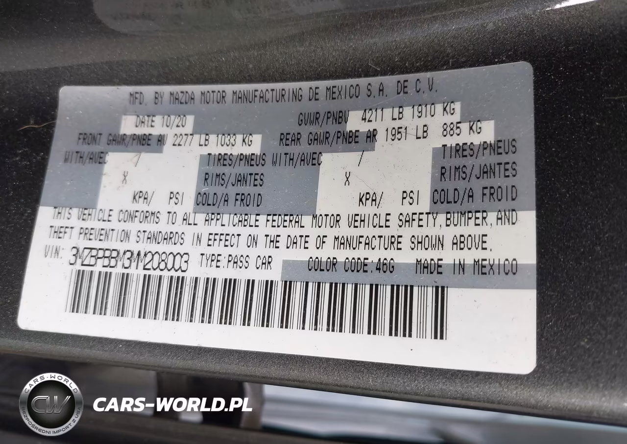 2021 Mazda Mazda3 Select VIN:3MZBPBBM3MM208003 - 9