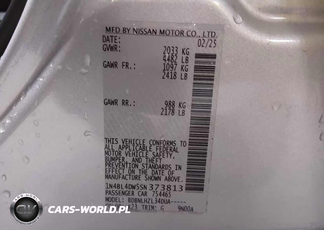 2025 Nissan Altima Sv Awd VIN:1N4BL4DW5SN373813 - 9
