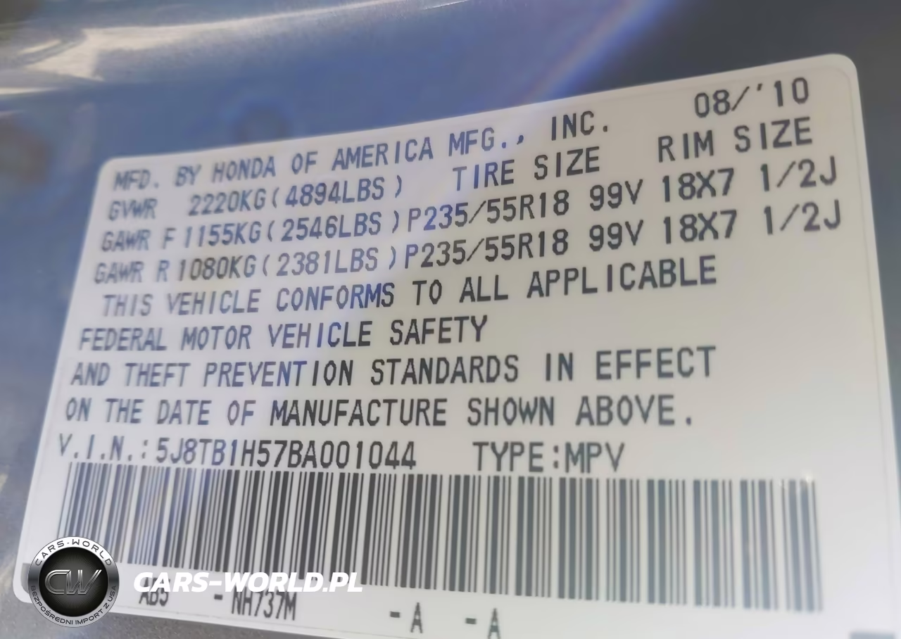 2011 Acura Rdx VIN:5J8TB1H57BA001044 - 9