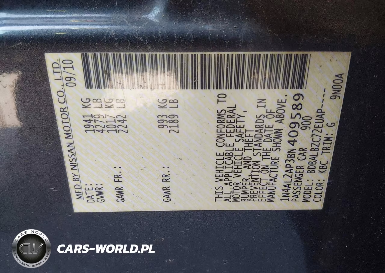 2011 Nissan Altima 2.5 S VIN:1N4AL2AP3BN409589 - 9