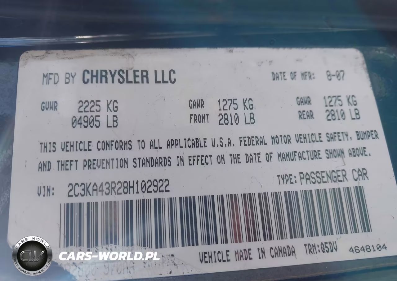 2008 Chrysler 300 Lx VIN:2C3KA43R28H102922 - 9