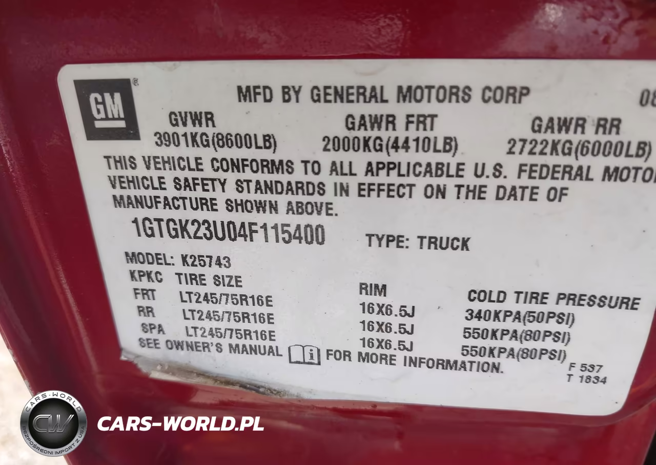 2004 GMC Sierra 2500 Sle VIN:1GTGK23U04F115400 - 9