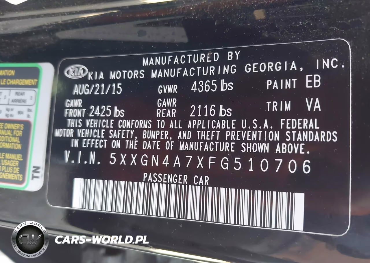 2015 Kia Optima Ex VIN:5XXGN4A7XFG510706 - 9